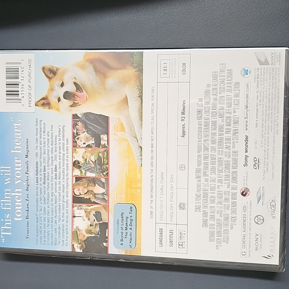 Hachi: A Dog's Tale DVD. New - Picture 2 of 4